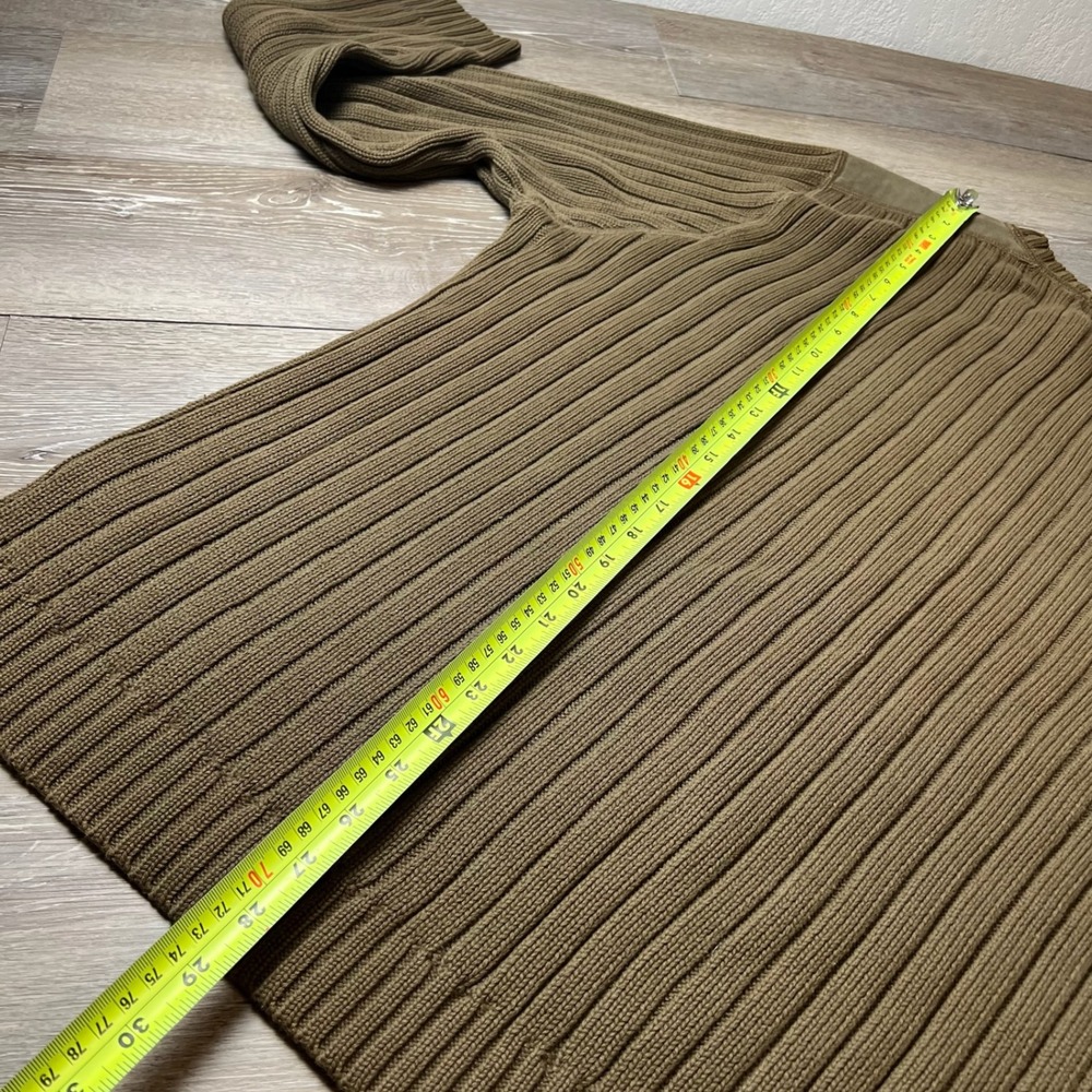 Eddie Bauer Sweater Mens XL Olive Green Ribbed Cotton Shoulder Patch Crewneck - Picture 7 of 8